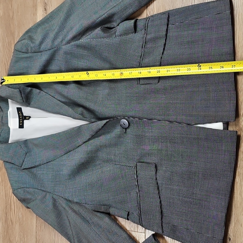 Escada Bentley Wool Blend Black White Notched Lapel Single Button Jacket Blazer - Picture 15 of 16